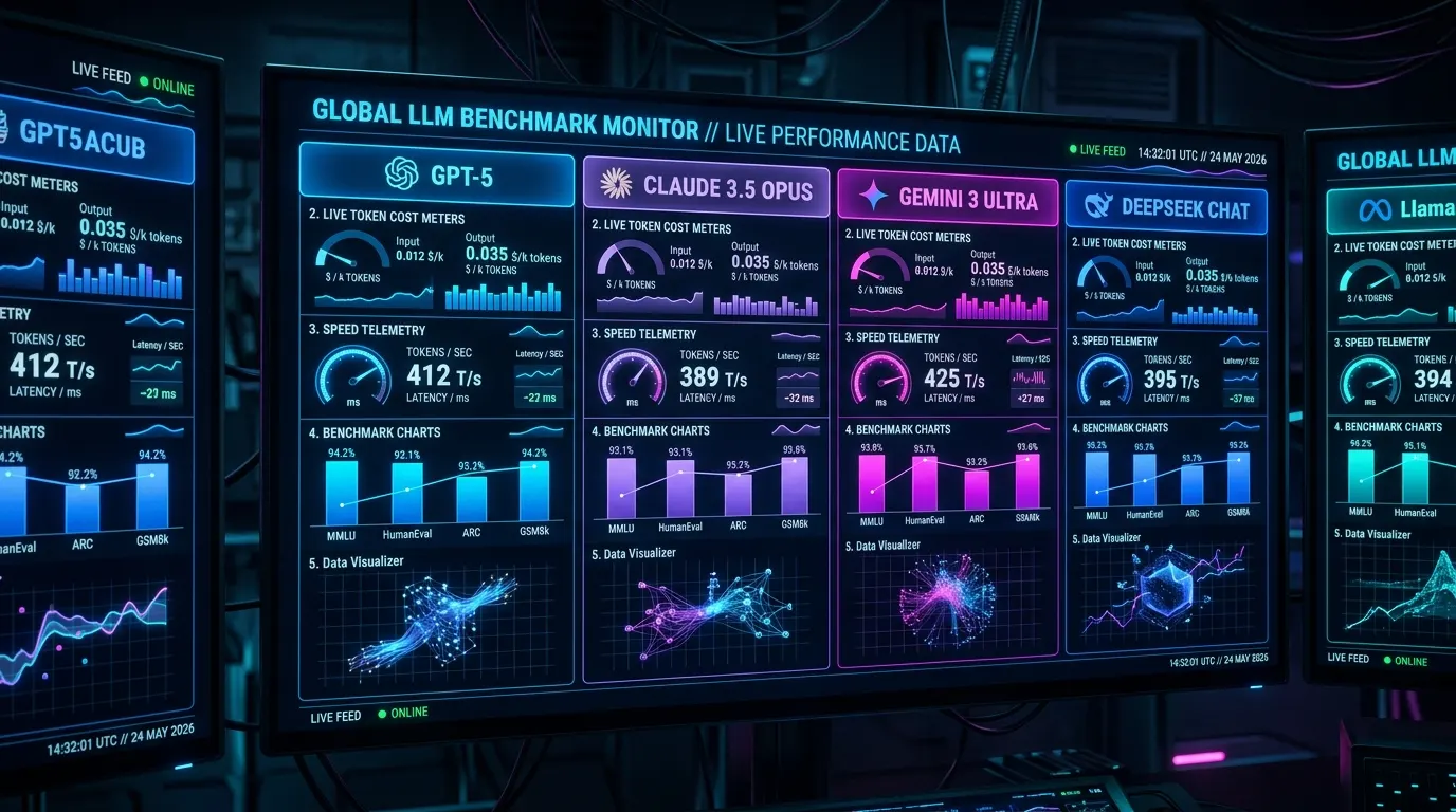 AI Model Karşılaştırması canlı benchmark ve token maliyet paneli