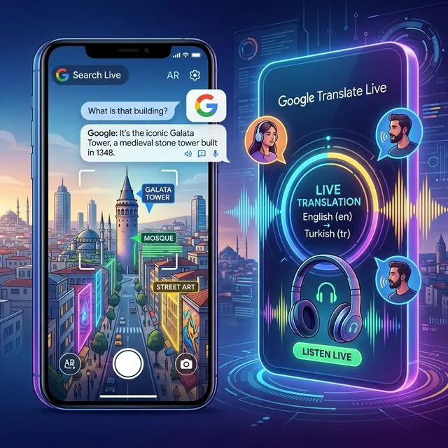 Google Search Live Türkiye'de Kullanıma Açıldı: Kamerayla Konuşarak Arama Dönemi Başlıyor - Yapay Zeka konulu yazı görseli