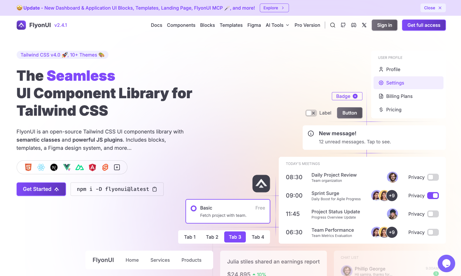 FlyonUI Semantik CSS ve İnteraktif JavaScript Bileşenleri